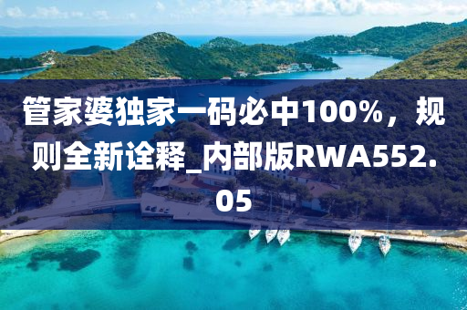 管家婆独家一码必中100%，规则全新诠释_内部版RWA552.05