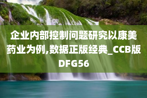 企业内部控制问题研究以康美药业为例,数据正版经典_CCB版DFG56