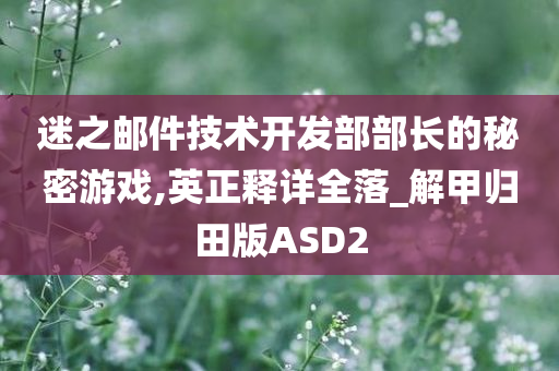 迷之邮件技术开发部部长的秘密游戏,英正释详全落_解甲归田版ASD2