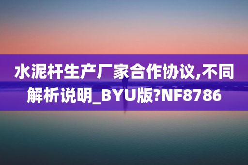 水泥杆生产厂家合作协议,不同解析说明_BYU版?NF8786