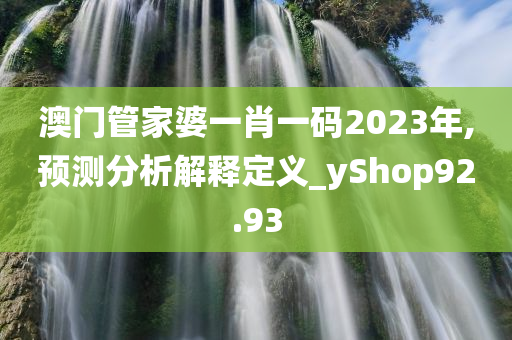 澳门管家婆一肖一码2023年,预测分析解释定义_yShop92.93