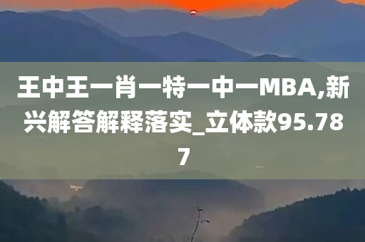 王中王一肖一特一中一MBA,新兴解答解释落实_立体款95.787