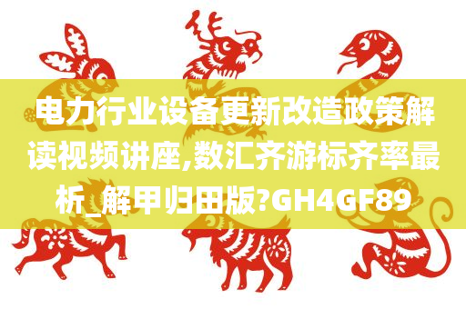 电力行业设备更新改造政策解读视频讲座,数汇齐游标齐率最析_解甲归田版?GH4GF89