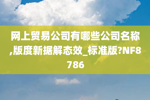 网上贸易公司有哪些公司名称,版度新据解态效_标准版?NF8786