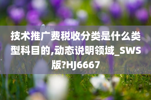 技术推广费税收分类是什么类型科目的,动态说明领域_SWS版?HJ6667