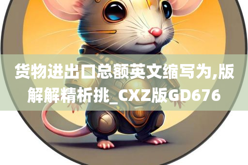 货物进出口总额英文缩写为,版解解精析挑_CXZ版GD676