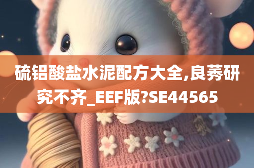 硫铝酸盐水泥配方大全,良莠研究不齐_EEF版?SE44565