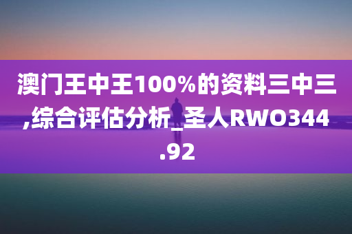 澳门王中王100%的资料三中三,综合评估分析_圣人RWO344.92