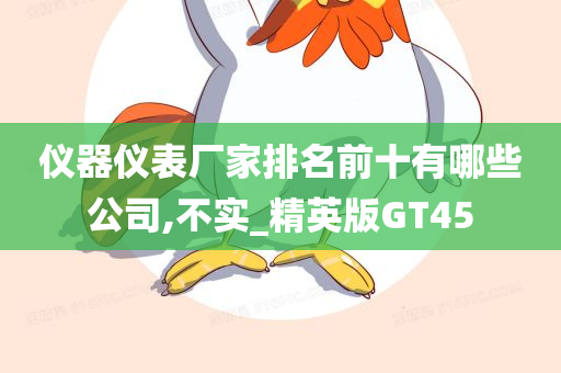 仪器仪表厂家排名前十有哪些公司,不实_精英版GT45