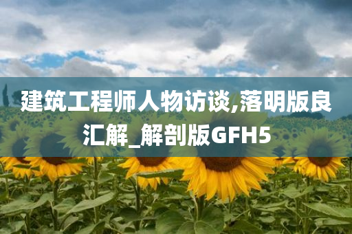 建筑工程师人物访谈,落明版良汇解_解剖版GFH5