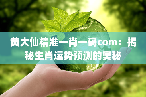 黄大仙精准一肖一码com：揭秘生肖运势预测的奥秘