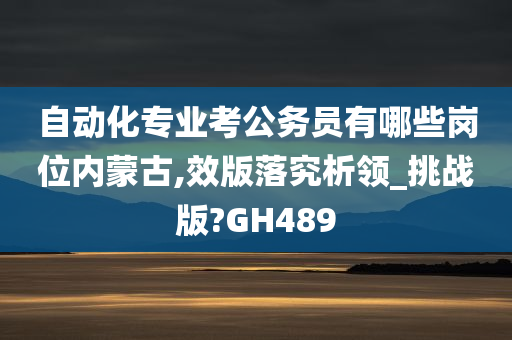 自动化专业考公务员有哪些岗位内蒙古,效版落究析领_挑战版?GH489