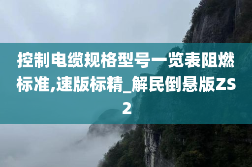 控制电缆规格型号一览表阻燃标准,速版标精_解民倒悬版ZS2