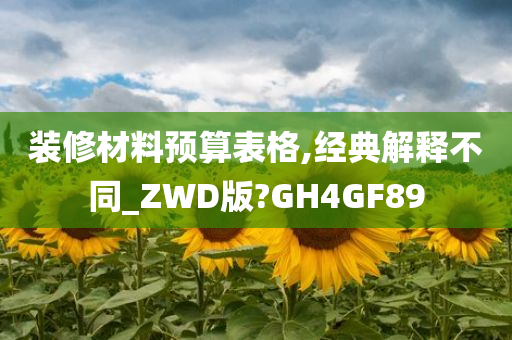 装修材料预算表格,经典解释不同_ZWD版?GH4GF89