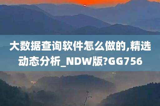 大数据查询软件怎么做的,精选动态分析_NDW版?GG756