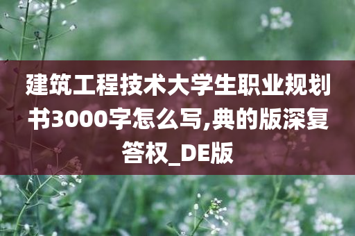 建筑工程技术大学生职业规划书3000字怎么写,典的版深复答权_DE版