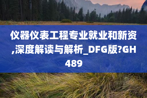 仪器仪表工程专业就业和新资,深度解读与解析_DFG版?GH489