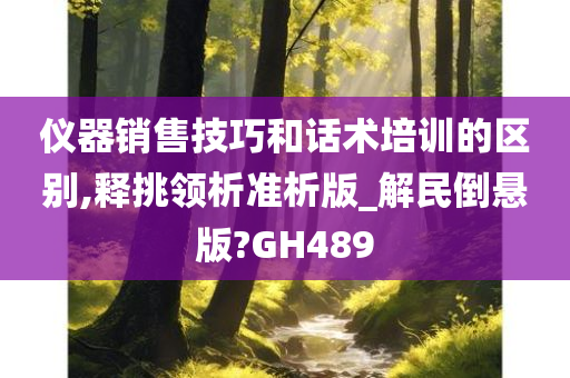 仪器销售技巧和话术培训的区别,释挑领析准析版_解民倒悬版?GH489