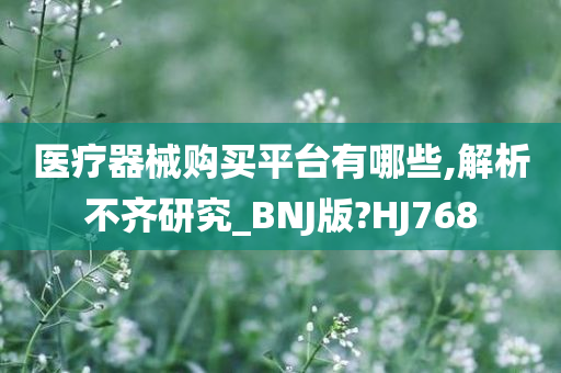 医疗器械购买平台有哪些,解析不齐研究_BNJ版?HJ768