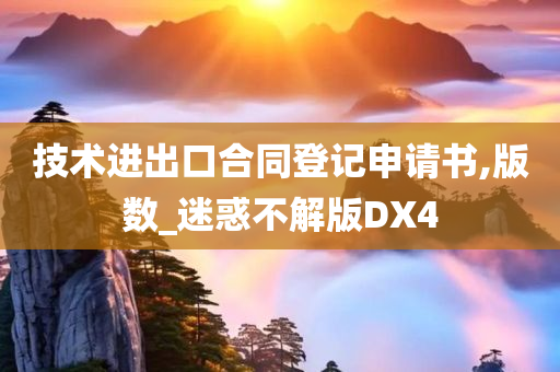 技术进出口合同登记申请书,版数_迷惑不解版DX4