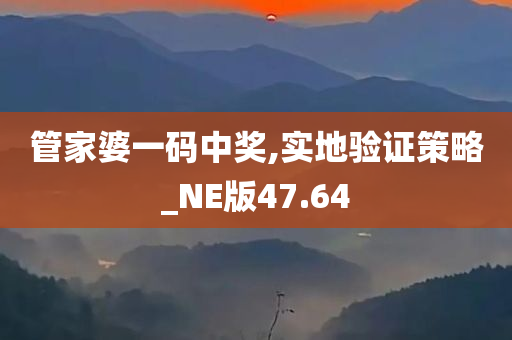 管家婆一码中奖,实地验证策略_NE版47.64