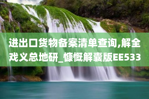 进出口货物备案清单查询,解全戏义总地研_慷慨解囊版EE533