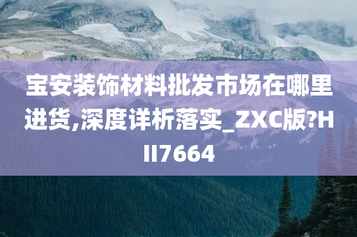 宝安装饰材料批发市场在哪里进货,深度详析落实_ZXC版?HII7664