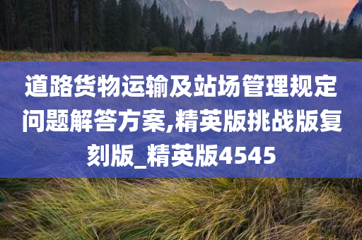 道路货物运输及站场管理规定问题解答方案,精英版挑战版复刻版_精英版4545