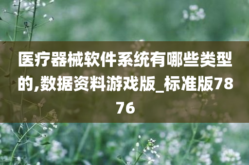 医疗器械软件系统有哪些类型的,数据资料游戏版_标准版7876