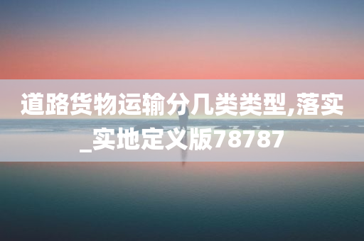 道路货物运输分几类类型,落实_实地定义版78787