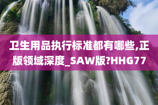 卫生用品执行标准都有哪些,正版领域深度_SAW版?HHG77