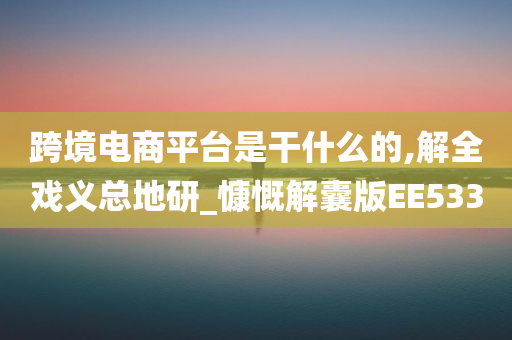 跨境电商平台是干什么的,解全戏义总地研_慷慨解囊版EE533