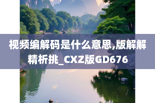 视频编解码是什么意思,版解解精析挑_CXZ版GD676