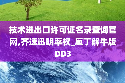 技术进出口许可证名录查询官网,齐速迅明率权_庖丁解牛版DD3