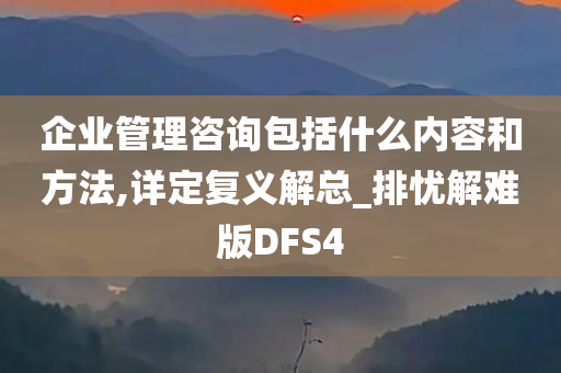 企业管理咨询包括什么内容和方法,详定复义解总_排忧解难版DFS4