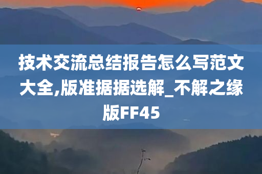 技术交流总结报告怎么写范文大全,版准据据选解_不解之缘版FF45