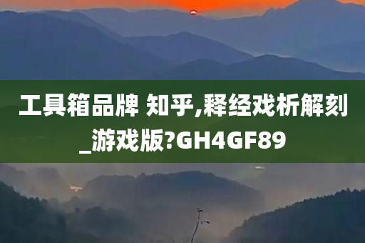 工具箱品牌 知乎,释经戏析解刻_游戏版?GH4GF89