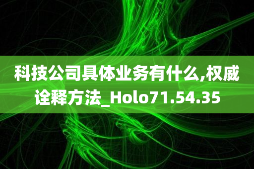 科技公司具体业务有什么,权威诠释方法_Holo71.54.35