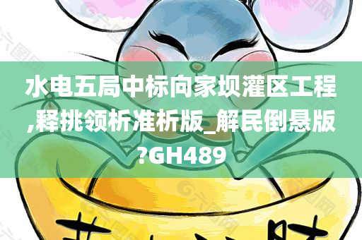 水电五局中标向家坝灌区工程,释挑领析准析版_解民倒悬版?GH489