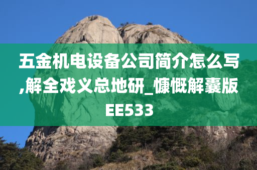 五金机电设备公司简介怎么写,解全戏义总地研_慷慨解囊版EE533