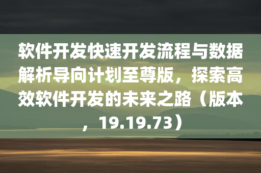 软件开发快速开发流程与数据解析导向计划至尊版，探索高效软件开发的未来之路（版本，19.19.73）