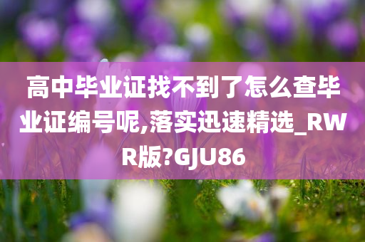 高中毕业证找不到了怎么查毕业证编号呢,落实迅速精选_RWR版?GJU86