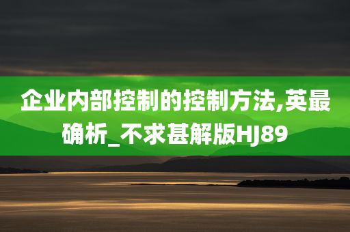 企业内部控制的控制方法,英最确析_不求甚解版HJ89