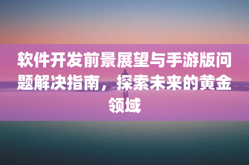 软件开发前景展望与手游版问题解决指南，探索未来的黄金领域