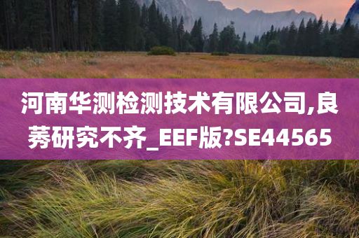 河南华测检测技术有限公司,良莠研究不齐_EEF版?SE44565