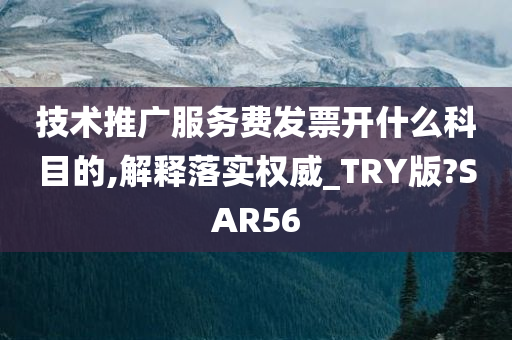 技术推广服务费发票开什么科目的,解释落实权威_TRY版?SAR56