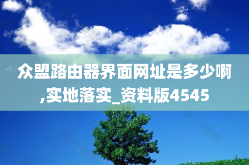 众盟路由器界面网址是多少啊,实地落实_资料版4545