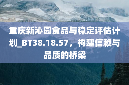 重庆新沁园食品与稳定评估计划_BT38.18.57，构建信赖与品质的桥梁