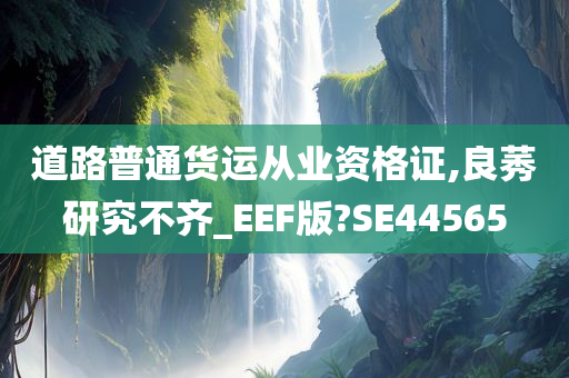 道路普通货运从业资格证,良莠研究不齐_EEF版?SE44565