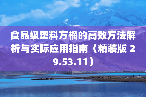 食品级塑料方桶的高效方法解析与实际应用指南（精装版 29.53.11）